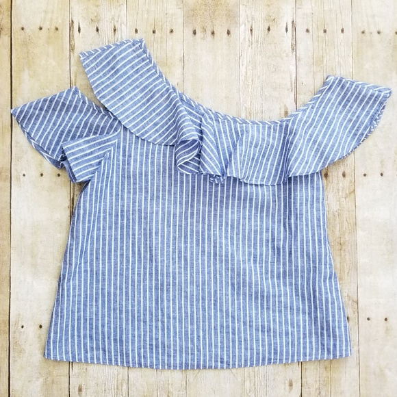 Madewell Tops - Madewell One Shoulder Striped Ruffle Top (4)